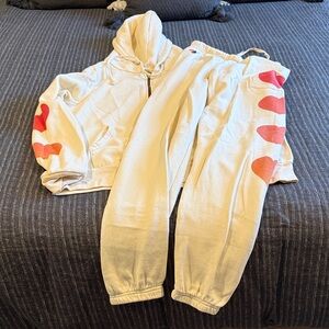 SOLD OUT NWOT Aviator Nation Cream and Orange Faded Heart Set
